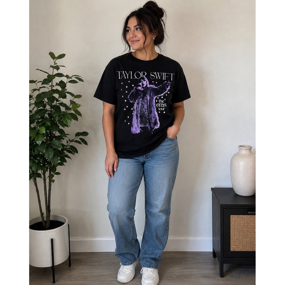 Taylor Swift Eras Tour Black Graphic T Shirt Womens M Concert Music Tee 2024